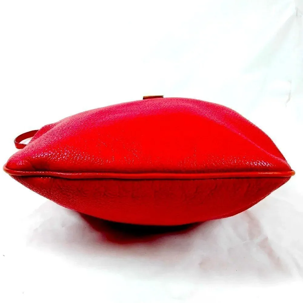 Authentic Jimmy Choo Red Leather Ryad Bucket Shoulder Bag